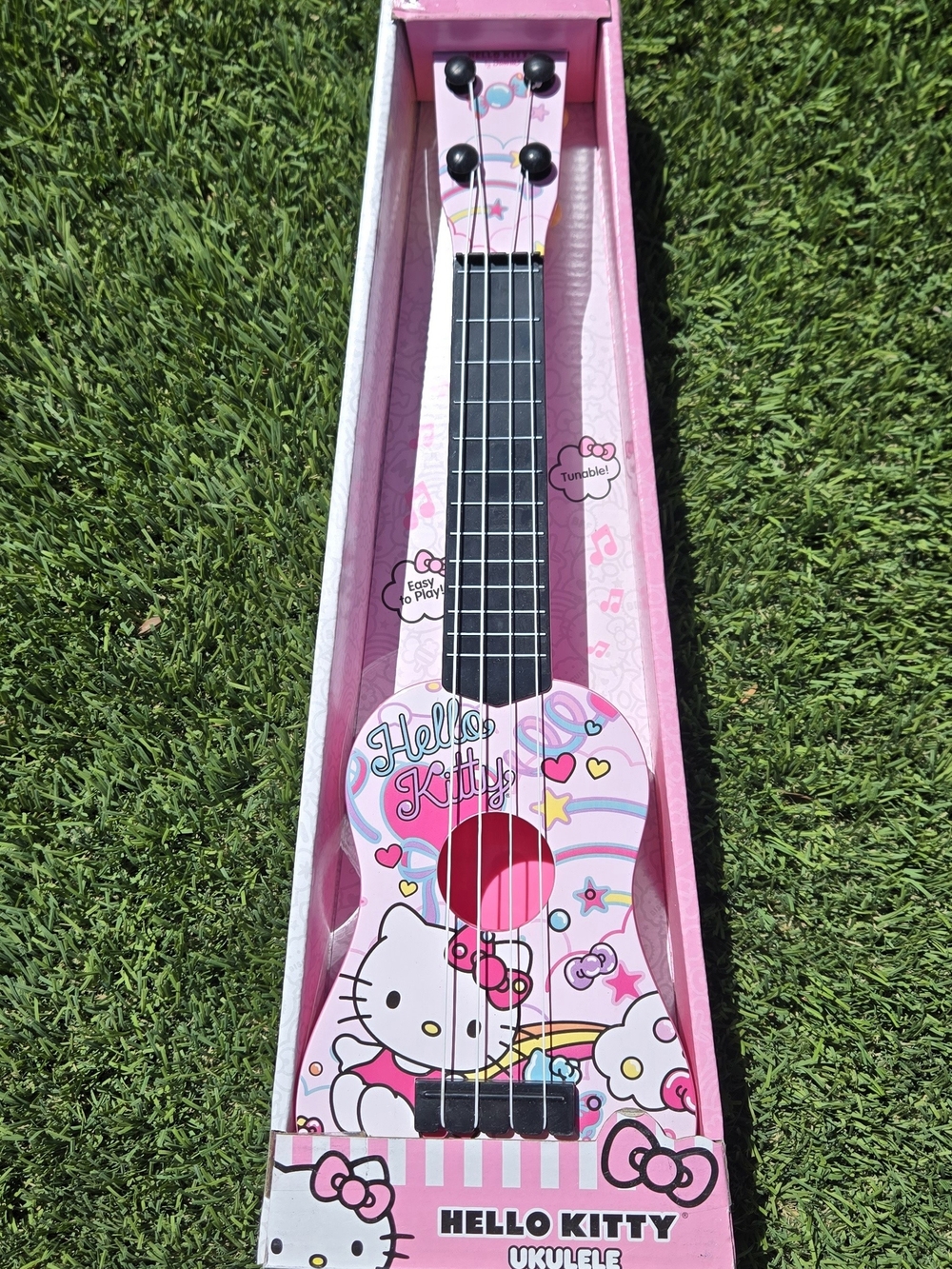Hello Kitty Pink and Black Kids Ukulele with Cute Character Artwork NEW